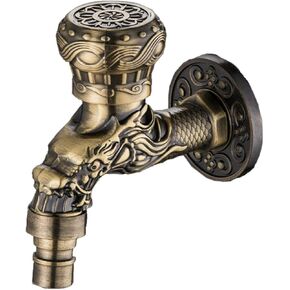Antique Bronze Water Faucet, Wall Mounted Vintage Dragon Style Single Lever Handle Water tap Faucet for Sink, Washing Machine Tap, Garden Tap