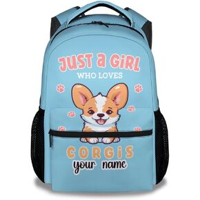 Kids Backpacks for School, Cute Corgi Dog Backpack for Girls Boys, Large Capacity Lightweight Bookbag for Preschool, Yellow Daypack for Elementary