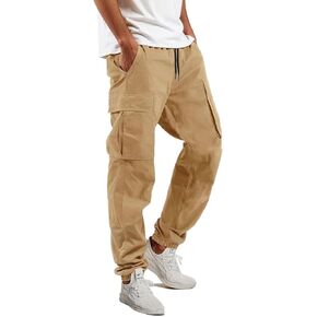 LYRXXX Men's Cargo Pants Casual Workout Pants Drawstring Cotton Hiking Pants Joggers Sweatpants for Men