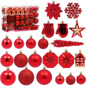 113Pcs Christmas Ball Ornaments Set, Shatterproof Xmas Hanging Ornaments, Christmas Tree Decorations for Party Holiday Indoor Outdoor Decor (Gold)
