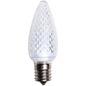 25 Pack Pure White C9 LED Replacement Bulbs Faceted Pure White LED Christmas Light Bulb 2 SMD LEDs in Each Bulb Fits E17 Socket Commercial Grade Indoor and Outdoor Use