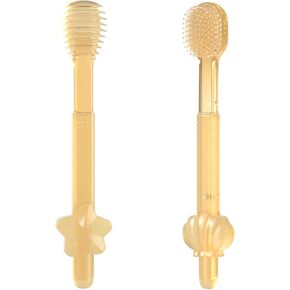 SHARE&CARE Baby Toothbrush and Baby Tongue Cleaner for Toddler Oral Care, Soft Silicone Toothbrush