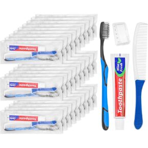 Travel Toothbrushes, Toothbrush Travel Kit, Individually Packaged,Travel Toothbrush with Toothpaste, with Comb, Suitable for Hotels, Travel, Business Trip (25 Sets)