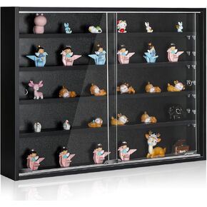 خزانة عرض من 5 طبقات مثبتة على الحائط من الزجاج المصغر، أرفف عرض خشبية شفافة مع باب وأرفف قابلة للتعديل لمقتنيات الشكل، غرفة اللعب، غرفة النوم، غرفة الأطفال الصغار in Kuwait