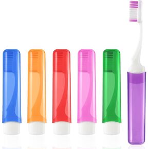 Lusofie 6 PCS Travel Toothbrush Portable Toothbrush Folding Toothbrush Soft Travel Size Toothbrush with Cover for Travel Camping Hiking School