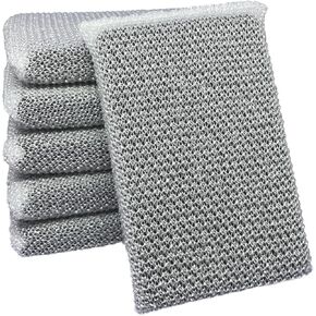 Elite Silver Scrubber Sponge, 6 Pack, Non Scratch, Sponges for Kitchen and Household Use, Made in USA (Regular)