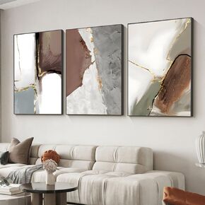 Wall Art Set of 3 Frames Canvas Wall art Decor Abstract Minimalism Natural Style Art Mural Posters & Prints, large Size Wall Art Aesthetics Living room Bedroom Kitchen Office (24 "X 16" X 3 pieces)