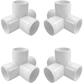 3way 3/4 بوصة تركيبات PVC زاوية متقاطعة الكوع 90 درجة لأنابيب سقيفة الدفيئة، تي شيرت توصيل الخيمة، درجة بناء الأثاث SCH40 [4 عبوات]