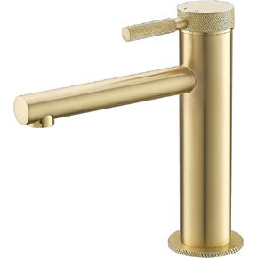 Brushed Gold Bathroom Faucet, Single Hole Vanity Faucet, Single Handle Bathroom Sink Faucet with Supply Hoses