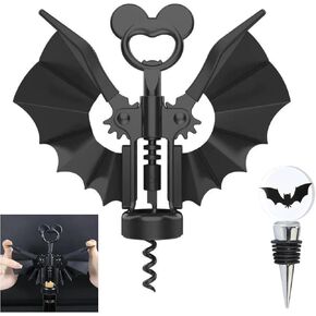 Bat Wine Opener with Wings and Bat Crystal Wine Stopper Wine and Beer 2-in-1 Bottle Opener Bat Shape Bottle Opener for Home Wine Clubs Bars