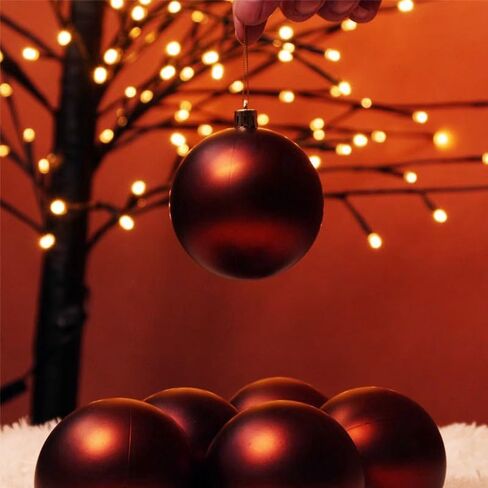 YYCRAFT 34ct Christmas Ball Ornaments 4CM for Xmas Tree Christmas Decorations Shatterproof Hooks Included (Burgundy, S) in Saudi Arabia