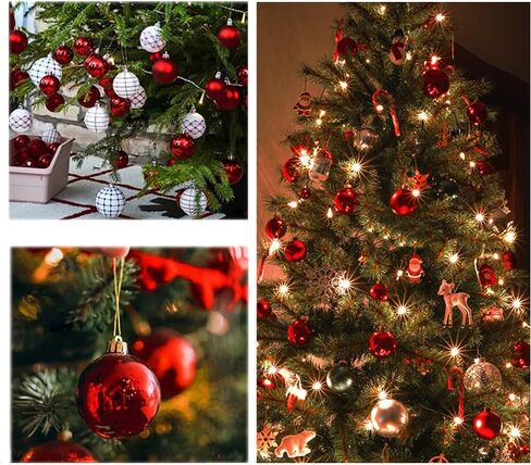 YYCRAFT 34ct Christmas Ball Ornaments 4CM for Xmas Tree Christmas Decorations Shatterproof Hooks Included (Burgundy, S) in Saudi Arabia