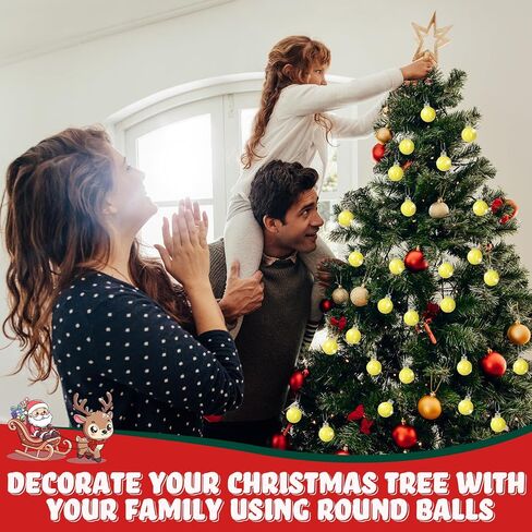 60 Pcs 1.18 inches Yellow Christmas Ball Christmas Tree Ornaments Christmas Tree Pendants Xmas Shiny Balls Baubles Set for Christmas Tree Hanging Wreath Garland Decorations（Yellow） in Kuwait