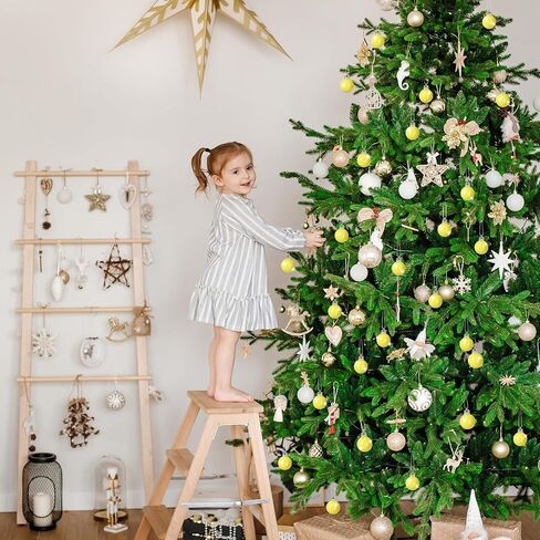 60 Pcs 1.18 inches Yellow Christmas Ball Christmas Tree Ornaments Christmas Tree Pendants Xmas Shiny Balls Baubles Set for Christmas Tree Hanging Wreath Garland Decorations（Yellow） in Kuwait