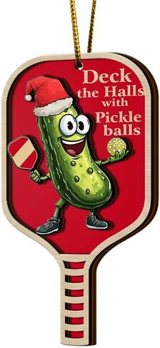 زينة كرة المخلل، زخرفة خشبية بطبقتين، زينة شجرة عيد الميلاد، كرة المخلل عبارة عن شبت كبير، تزين القاعات بزخرفة مجداف كرات المخلل، هدية مضحكة لمحبي الرياضة لها in Kuwait