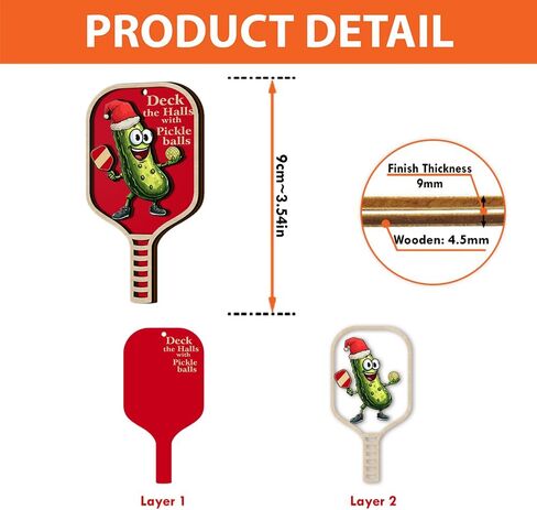 زينة كرة المخلل، زخرفة خشبية بطبقتين، زينة شجرة عيد الميلاد، كرة المخلل عبارة عن شبت كبير، تزين القاعات بزخرفة مجداف كرات المخلل، هدية مضحكة لمحبي الرياضة لها in Kuwait