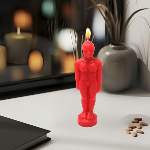 Vrinda® Unique Decorative Candle Man – Rituals, Magic, Home Decor, Room Decor, Halloween, Spell Casting - Handcrafted Unscented Candle Sculpture for Healing & Aromatherapy – Approx. 7" (Black) in Kuwait