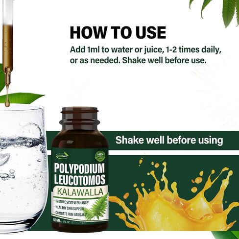 Polypodium leucotomos (Kalawalla Root) Immune Support Drops, Natural Kalawalla Herb Extract Immunity Boost Supplement for Improves Skin Health. Calaguala para Proteger la Piel. 2oz in Saudi Arabia
