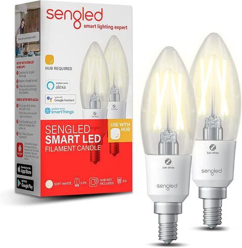 Sengled Zigbee Smart Light Bulbs, Smart Hub Required, Work with SmartThings and Echo with Built-in Hub, Voice Control with Alexa and Google Home, Soft White B11 Candelabra Light Bulbs 40W Eqv. 2 Pack in Saudi Arabia