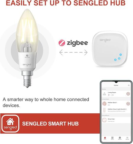 Sengled Zigbee Smart Light Bulbs, Smart Hub Required, Work with SmartThings and Echo with Built-in Hub, Voice Control with Alexa and Google Home, Soft White B11 Candelabra Light Bulbs 40W Eqv. 2 Pack in Saudi Arabia