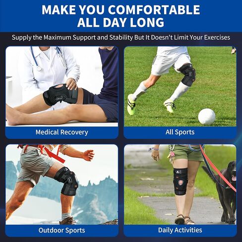 T TIMTAKBO Higned Knee Brace with Side Stabilizers,Knee Brace for Men/Women with Dual Removable Metal Hinges,Patellar Pad Knee Support with Strong Stability for Joint Pain Relief,Arthritis,Meniscus in Kuwait