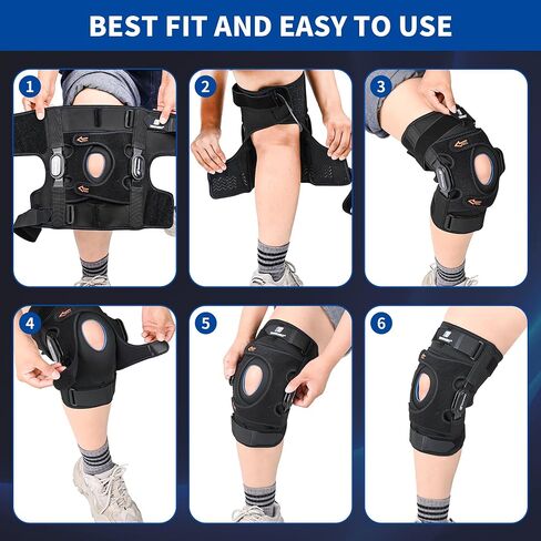 T TIMTAKBO Higned Knee Brace with Side Stabilizers,Knee Brace for Men/Women with Dual Removable Metal Hinges,Patellar Pad Knee Support with Strong Stability for Joint Pain Relief,Arthritis,Meniscus in Kuwait