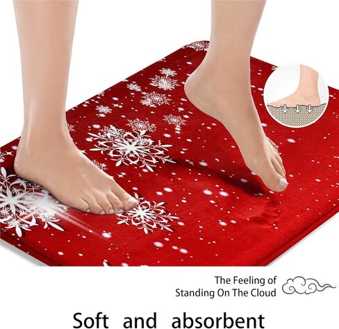 Britimes Merry Christmas Bathroom Rug and Mat Set 3 Piece, Red Snowflakes Deer Winter Snow Bathroom Rugs Non Slip, Absorbent Microfiber Memory Foam Bath Mat Machine Washable in Kuwait