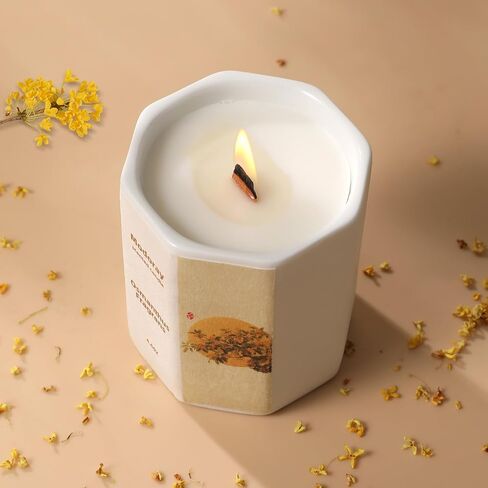 شمعة معطرة، شمعة معطرة بالأوسمانثوس، شموع معطرة للمنزل، شمع الصويا وجوز الهند، شمعة فتيل الخشب، شمعة طقطقة، هدية للمرأة والرجل in Saudi Arabia