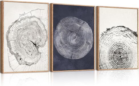 IARTTOP Large Mid Century Wall Art Framed Blue Abstract Wall Art Canvas Set Of 3 Blue Artwork Neutral Minimalist Boho Wall Decor Living Room Bedroom Office-24 x36 in Saudi Arabia