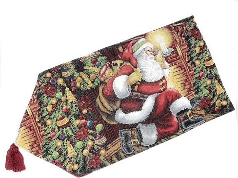 Tache Home Fashion Hang My Stockings by The Fireplace Christmas Holiday Festive Woven Decorative Tapestry Table Runners, 13x72 in Saudi Arabia