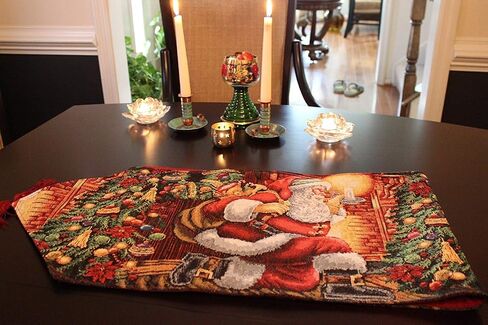 Tache Home Fashion Hang My Stockings by The Fireplace Christmas Holiday Festive Woven Decorative Tapestry Table Runners, 13x72 in Saudi Arabia