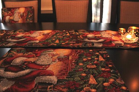 Tache Home Fashion Hang My Stockings by The Fireplace Christmas Holiday Festive Woven Decorative Tapestry Table Runners, 13x72 in Saudi Arabia