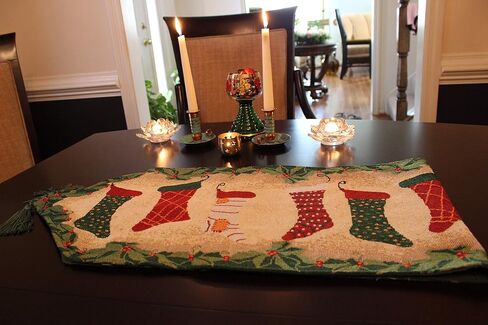 Tache Home Fashion Hang My Stockings by The Fireplace Christmas Holiday Festive Woven Decorative Tapestry Table Runners, 13x72 in Saudi Arabia