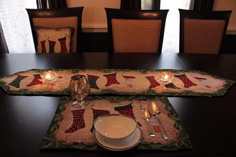 Tache Home Fashion Hang My Stockings by The Fireplace Christmas Holiday Festive Woven Decorative Tapestry Table Runners, 13x72 in Saudi Arabia
