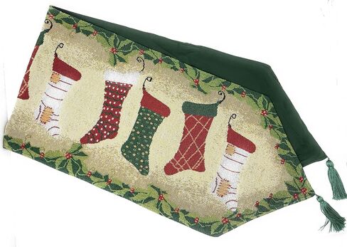 Tache Home Fashion Hang My Stockings by The Fireplace Christmas Holiday Festive Woven Decorative Tapestry Table Runners, 13x72 in Saudi Arabia