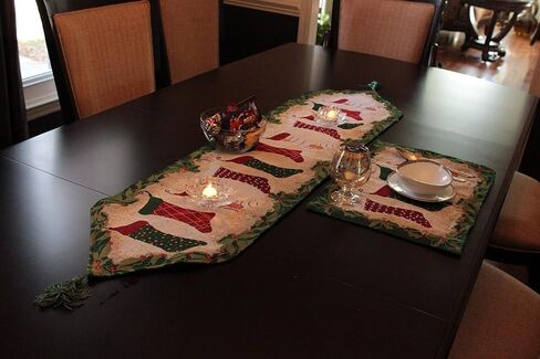 Tache Home Fashion Hang My Stockings by The Fireplace Christmas Holiday Festive Woven Decorative Tapestry Table Runners, 13x72 in Saudi Arabia