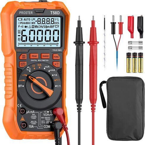 Proster Digital Multimeter 6000 Counts TRMS Auto Range NCV Detector DC AC Voltage Current Meter Temperature Capacitance Resistance Diode Continuity Tester in Saudi Arabia