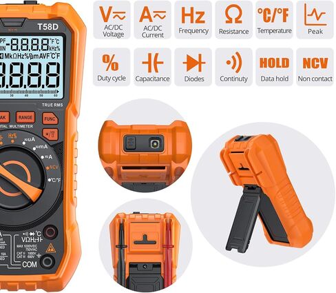 Proster Digital Multimeter 6000 Counts TRMS Auto Range NCV Detector DC AC Voltage Current Meter Temperature Capacitance Resistance Diode Continuity Tester in Saudi Arabia
