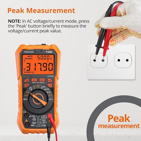 Proster Digital Multimeter 6000 Counts TRMS Auto Range NCV Detector DC AC Voltage Current Meter Temperature Capacitance Resistance Diode Continuity Tester in Saudi Arabia