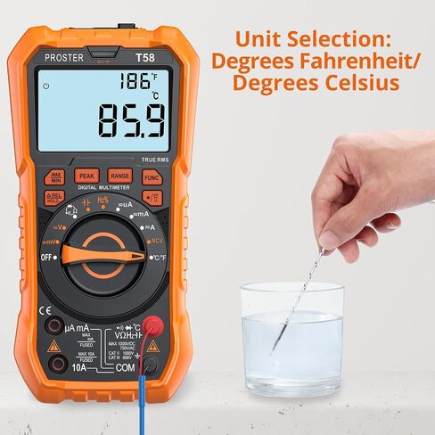 Proster Digital Multimeter 6000 Counts TRMS Auto Range NCV Detector DC AC Voltage Current Meter Temperature Capacitance Resistance Diode Continuity Tester in Saudi Arabia