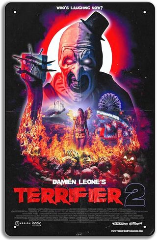 2023 Terrifier 3 Movie Poster The Clown Halloween Killer Clown Metal Tin Sign 8x12in Plaque Wall Art in Saudi Arabia