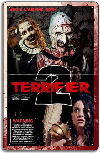 2023 Terrifier 3 Movie Poster The Clown Halloween Killer Clown Metal Tin Sign 8x12in Plaque Wall Art in Saudi Arabia
