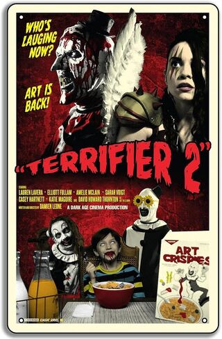 2023 Terrifier 3 Movie Poster The Clown Halloween Killer Clown Metal Tin Sign 8x12in Plaque Wall Art in Saudi Arabia