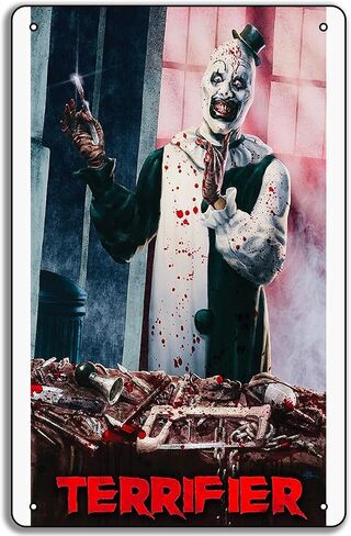 2023 Terrifier 3 Movie Poster The Clown Halloween Killer Clown Metal Tin Sign 8x12in Plaque Wall Art in Saudi Arabia