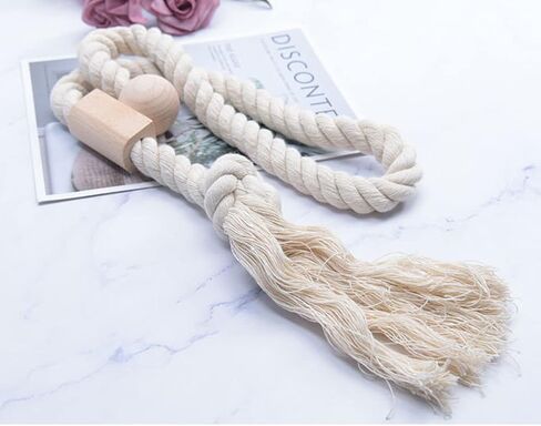 2 Pack Magnetic Curtain Tiebacks, Natural Curtain Rope Tieback Holdback Home Decorative Tie Backs with Durable Wooden Buckle and Tassel Tie Holder for Home Bedroom Outdoor Decor (Gray) in Saudi Arabia
