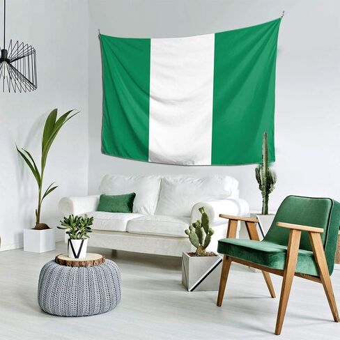 JpnvxiE Nigerian Flag Tapestry Trippy Art Tapestry For Bedroom Living Room Dorm Party Decor 60x40Inch in Saudi Arabia
