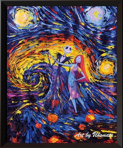 Uhomate Jack Sally Jack and Sally Nightmare Before Christmas Vincent Van Gogh Starry Night Posters Home Canvas Wall Art Nursery Decor Living Room Wall Decor A005 (8X10) in Saudi Arabia