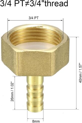 uxcell Brass Barb Hose Fitting Connector Adapter, 8mm Barb x 3/4 PT Female Pipe 2pcs in Saudi Arabia