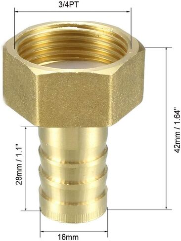 uxcell Brass Barb Hose Fitting Connector Adapter, 8mm Barb x 3/4 PT Female Pipe 2pcs in Saudi Arabia