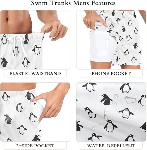 Men Swim Trunk with Compression Liner Quick Dry Mens Bathing Suit S-XXL in Kuwait